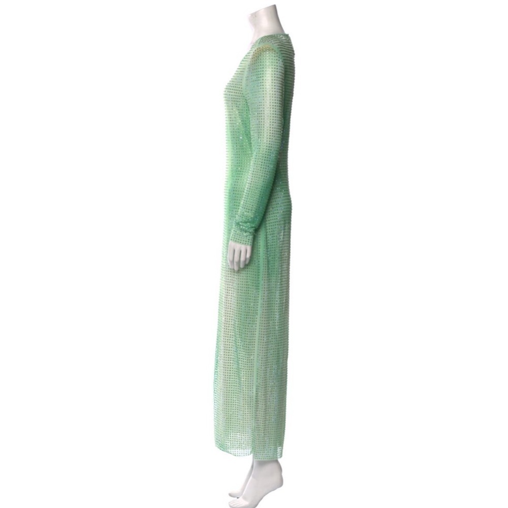 SELF-PORTRAIT Mint Green Crystal Embellished Mesh Midi Dress Size 8 NWT - Picture 10 of 10